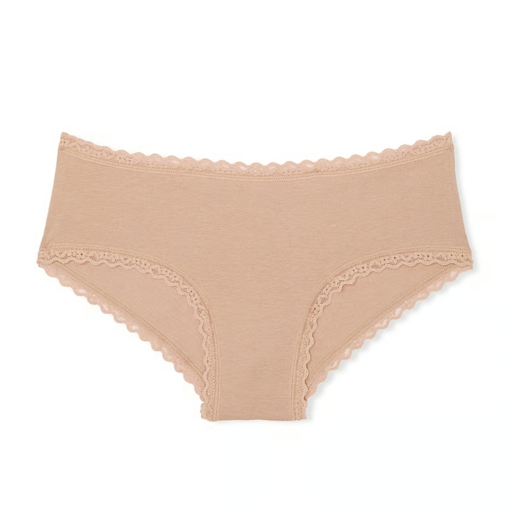 Victoria's Secret LACE TRIM Cotton Lace-Waist Cheeky Panty Size M